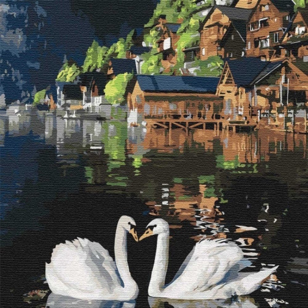 Картина по номерам. "Волшебные лебеди" 30*30см KHO4199