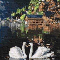 Картина по номерам. "Волшебные лебеди" 30*30см KHO4199