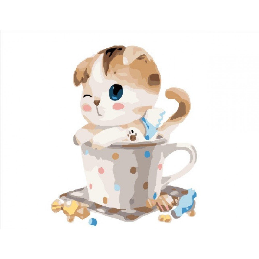 Картина по номерам. Brushme "Котенок в чашке" GX8395