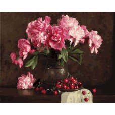 Картина по номерам. Brushme "Пионы и вишни" GX4645, 40х50 см