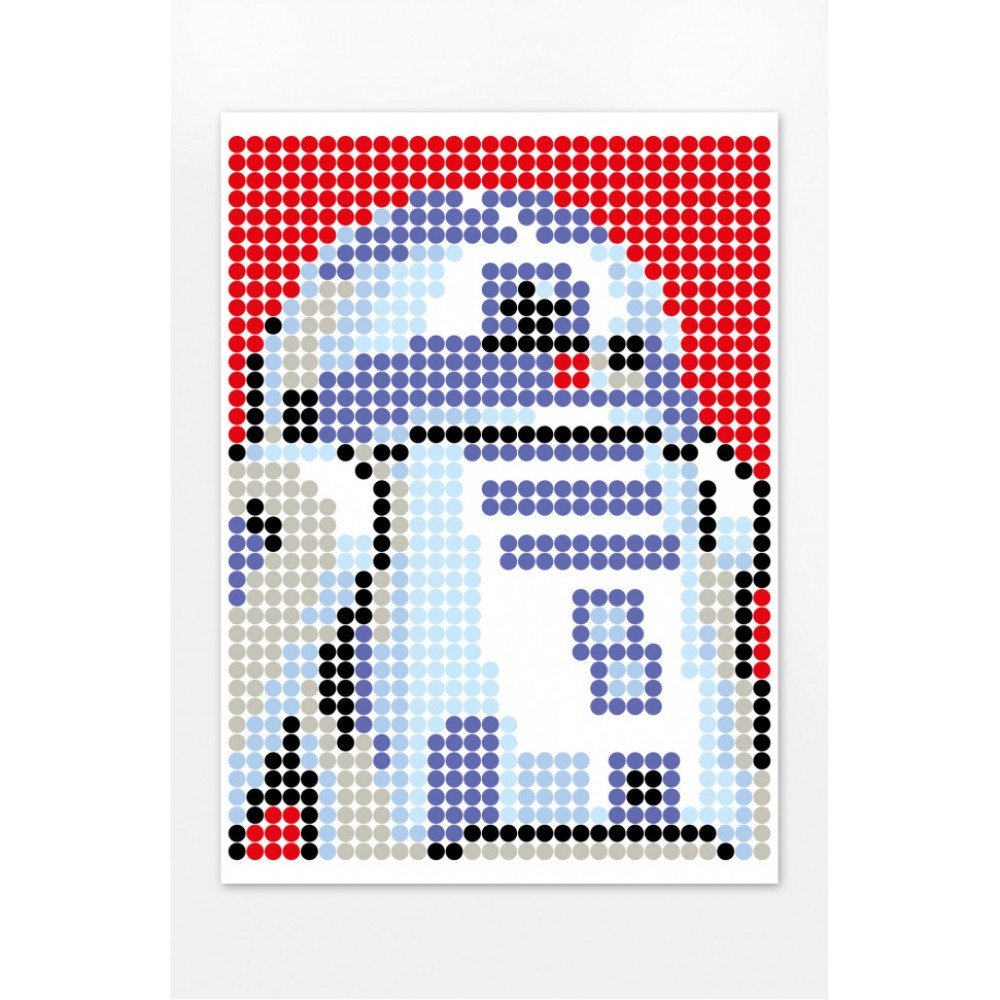 Картина по номерам стикерами в тубусе "Робот синий" R2D2 , 1200 стикеров 1876, 33х48 см
