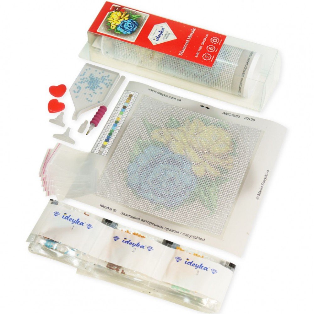 Алмазная мозаика без подрамника "Утонченная украиночка" AMC7684 с АВ стразами 30х30 см