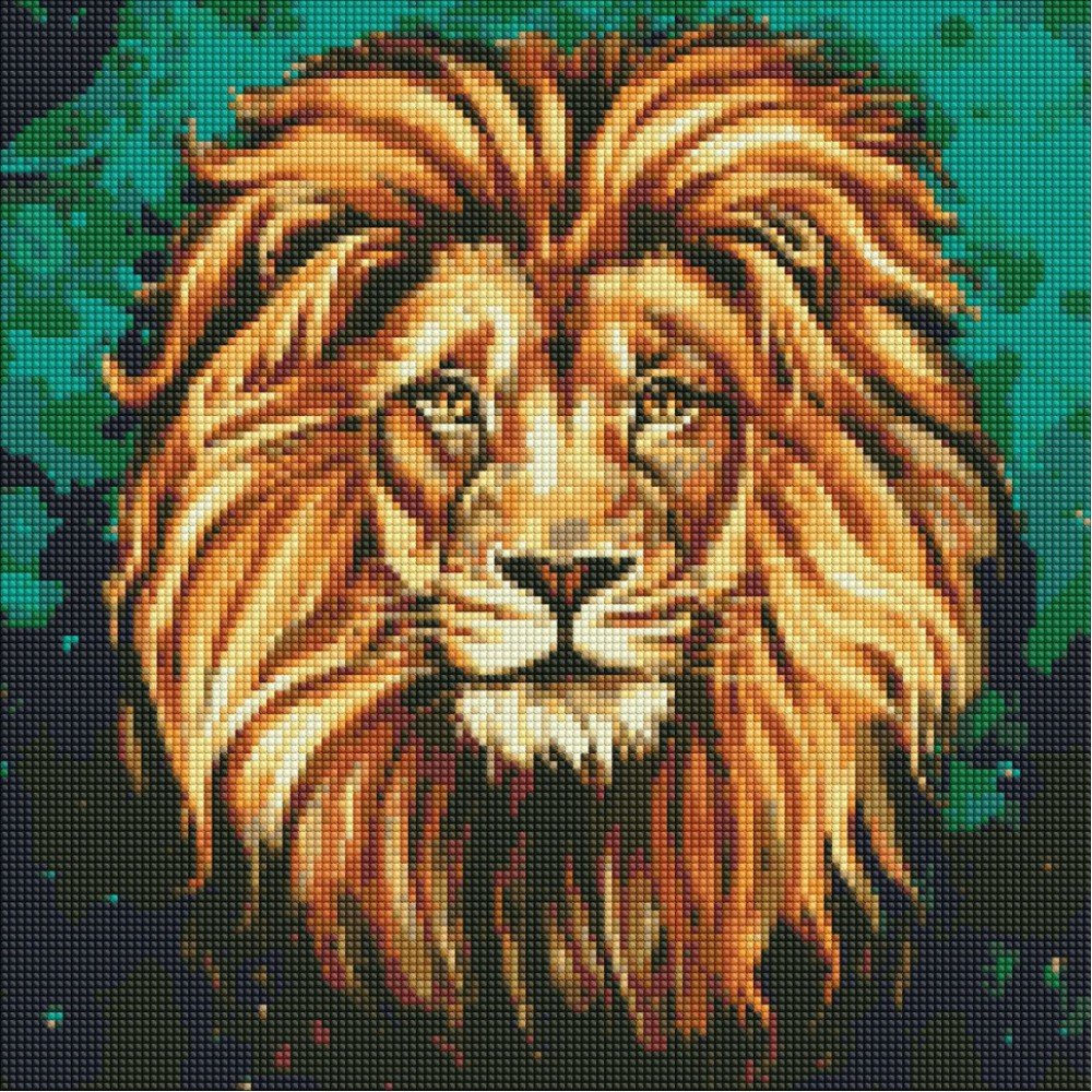 Алмазная мозаика "Роскошный лев" Идейка AMO7505 40х40 см