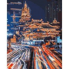 Картина по номерам. Городской пейзаж "Ночной Шанхай 2" KHO3543, 40х50 см
