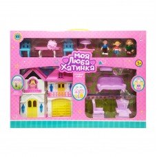 Игровой набор Кукольный домик Bambi WD-926-A-B мебель и 3 фигурки (Фиолетовый)