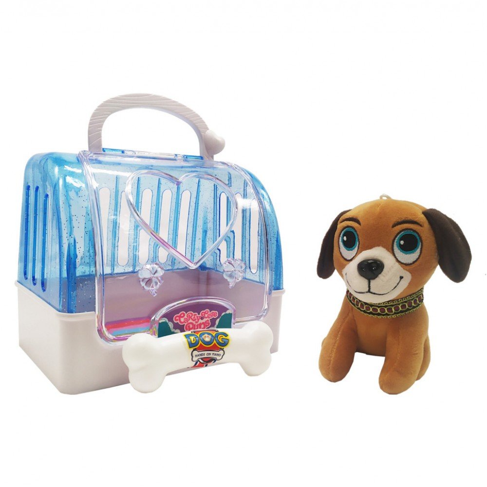 Собачка плюшевая в переноске Bambi DR5016, 12 см Синий