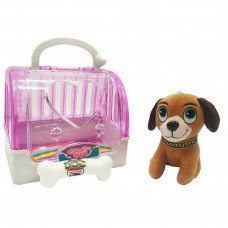 Собачка плюшевая в переноске Bambi DR5016, 12 см Фиолетовый