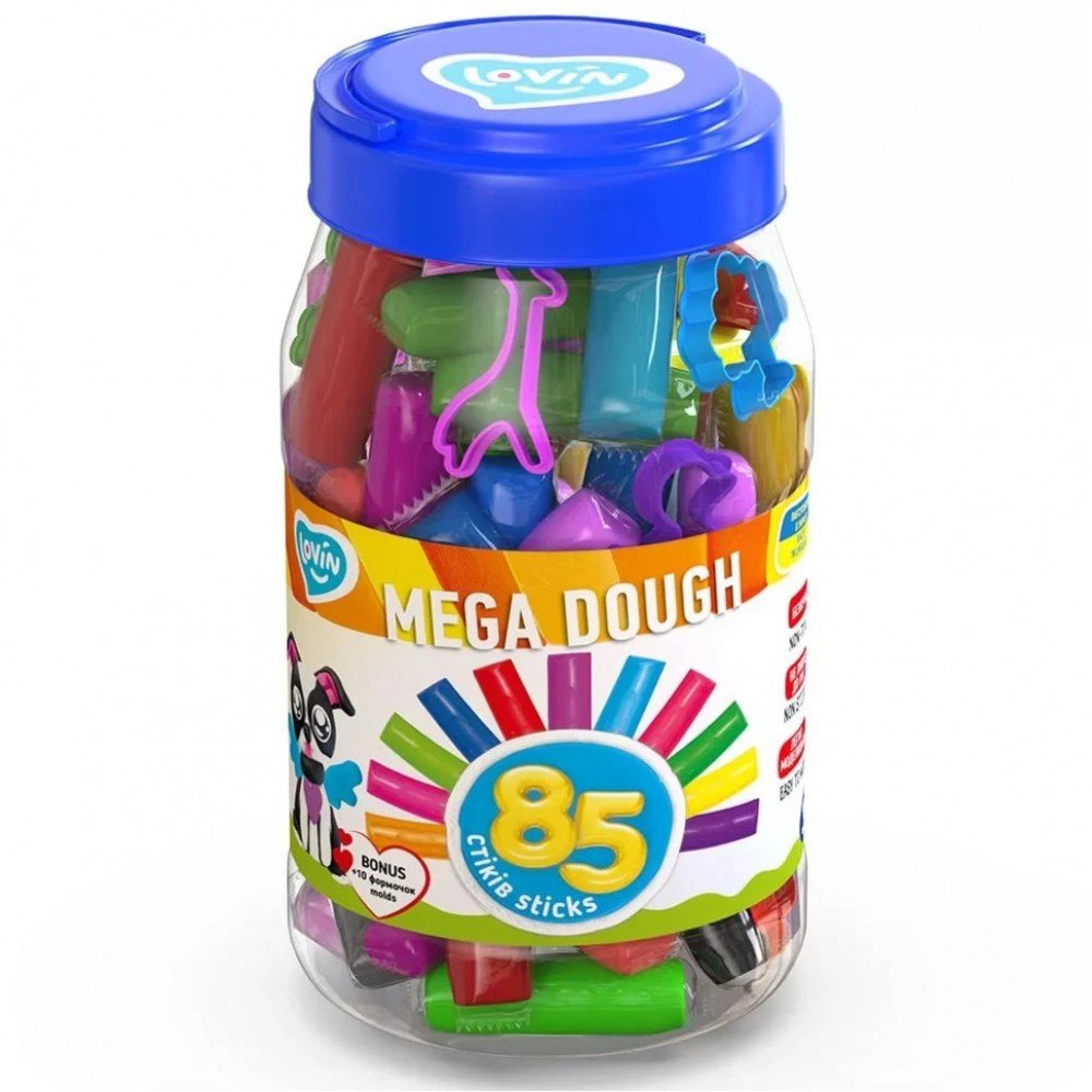 Набор для лепки с тестом Mega dough 41227, 85 стиков Набор для лепки с тестом Mega dough 41227, 85 стиков