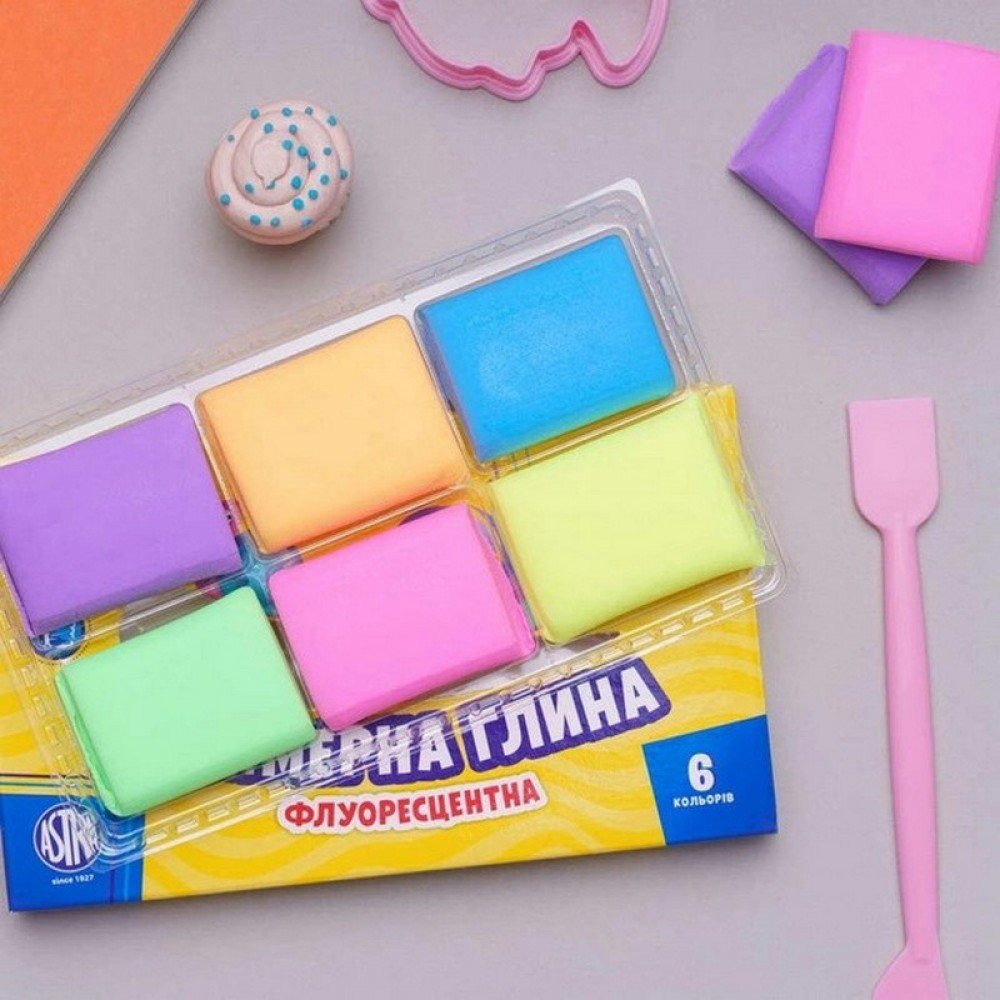 Полимерная глина 83911902-UA, флуоресцентная 6 цветов