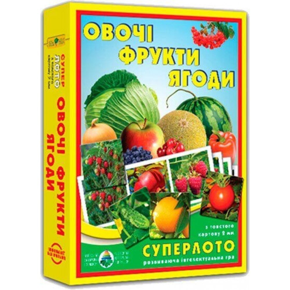 Настольная игра супер ЛОТО "Овощи, фрукты, ягоды" 81992, 36 карточек
