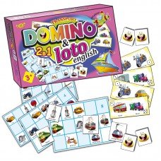 Детская развивающая настольная игра "Домино Лото. Транспорт" MKC0220 на англ. языке
