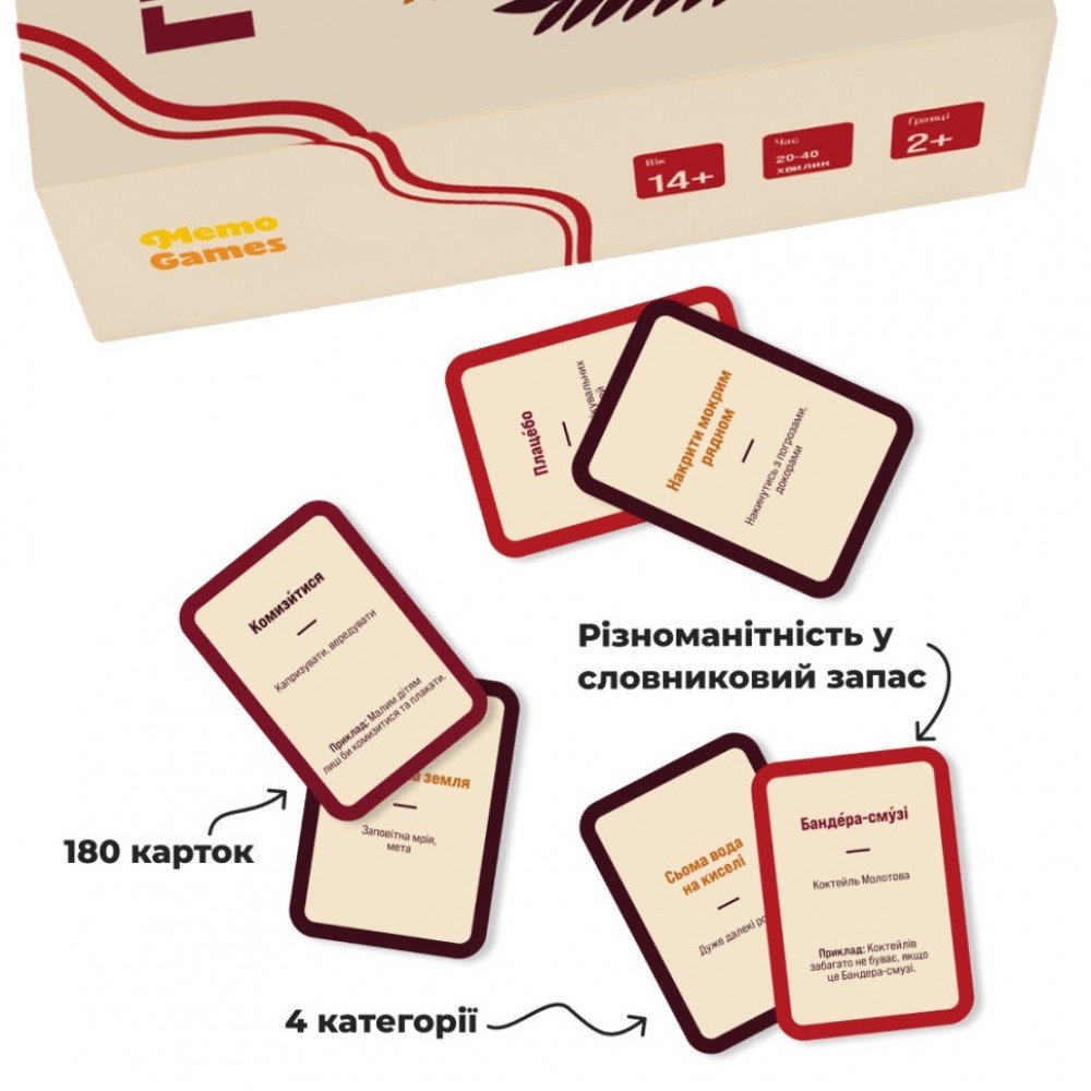 Игра настольная Игра слов MemoGames 0013MG 180 карточек, 4 категории