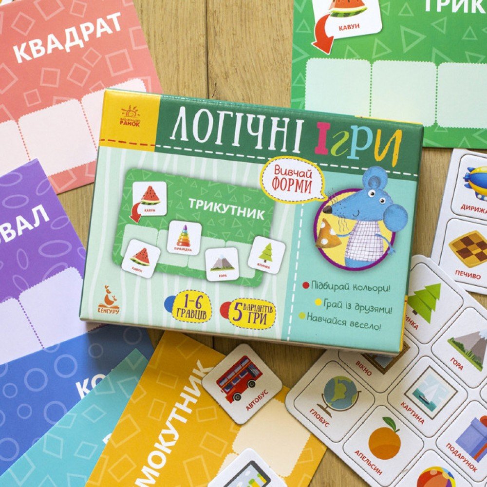 Детские логические игры "Изучай формы" 918002, 24 карточки на укр языке