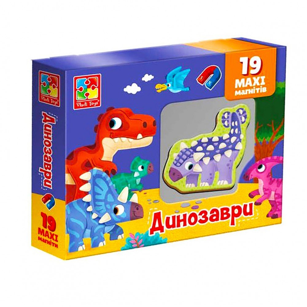 Набор магнитов MAXI "Динозавры" Vladi Toys VT3106-23, 19 шт