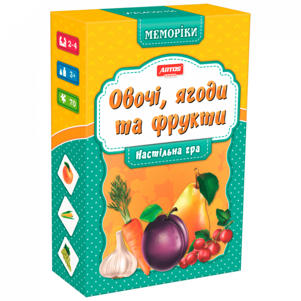 Детская настольная игра "Овощи и фрукты Мемо " 0659, 35 парных картинок