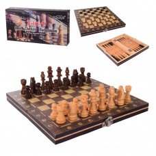 Настольная игра Шахматы W7701, 3 в1, шахматы, шашки, нарды, 24*24*2 см