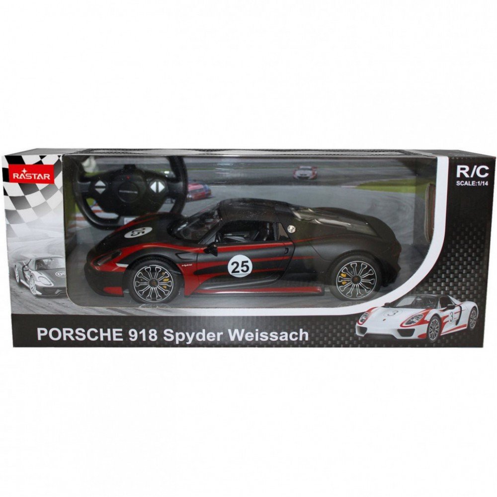 Машинка на радиоуправлении Porsche 918 Spyder Rastar 70770 черный, 1:14