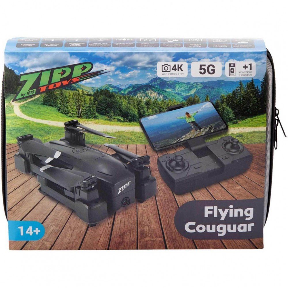Квадрокоптер Flying Couguar Black ZIPP Toys X48G с камерой и дополнительным аккумулятором