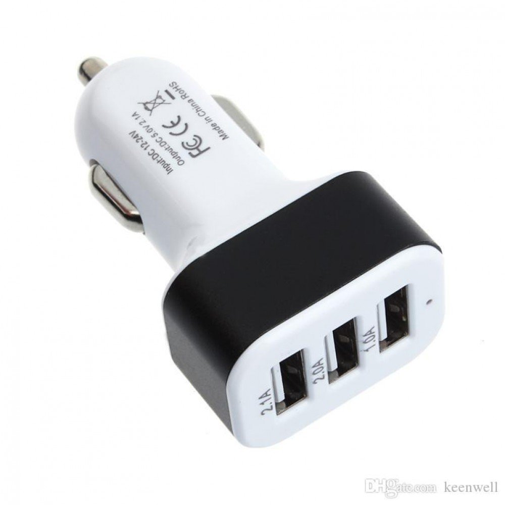 Автомобильный адаптер для зарядки YT005, 3-USB 1 1А/2 1А/3 1А Черный