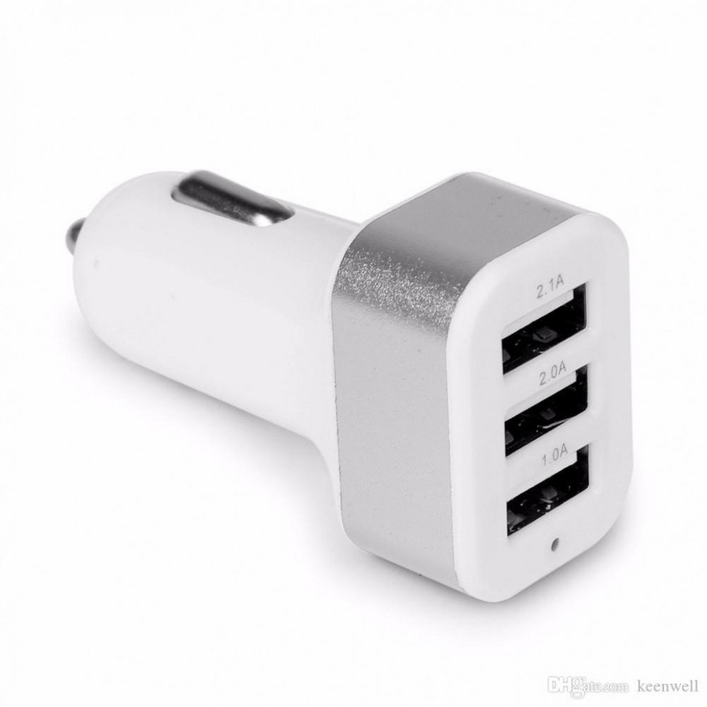 Автомобильный адаптер для зарядки YT005, 3-USB 1 1А/2 1А/3 1А Серебряный