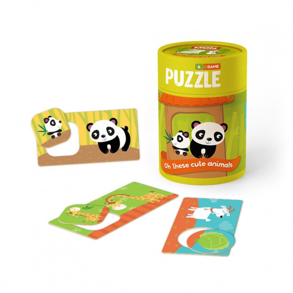 Развивающий пазл с игрой Mon Puzzle "Зоология для Малышей Хвостатые Друзья" 200109, 12 двусторонних пазлов