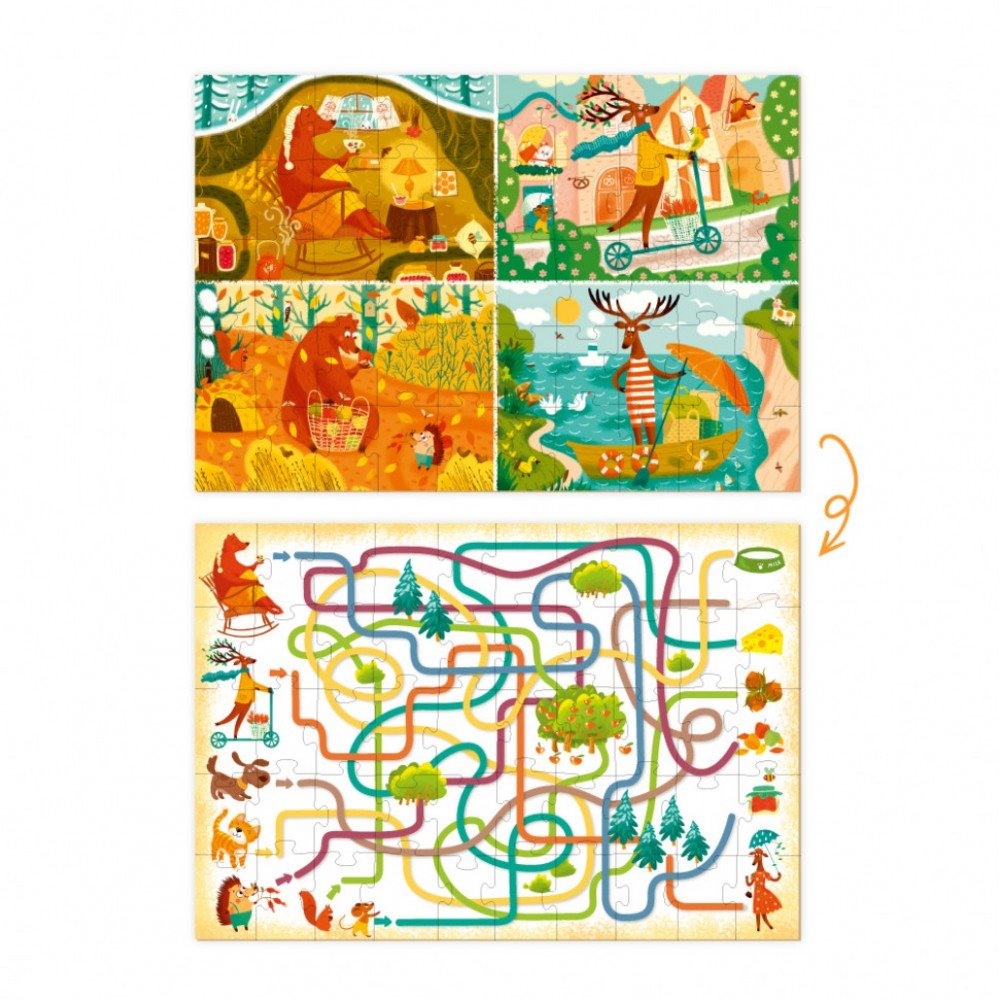 Детский развивающий пазл и игра Mon Puzzle "Обсервационный Как звери времена года встречали" 200110