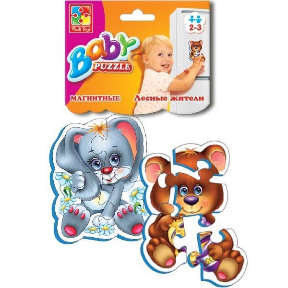 Детские пазлы на магните «Лесные жители» Baby-Puzzle VT3208-03, 2 пазла, 9 деталей