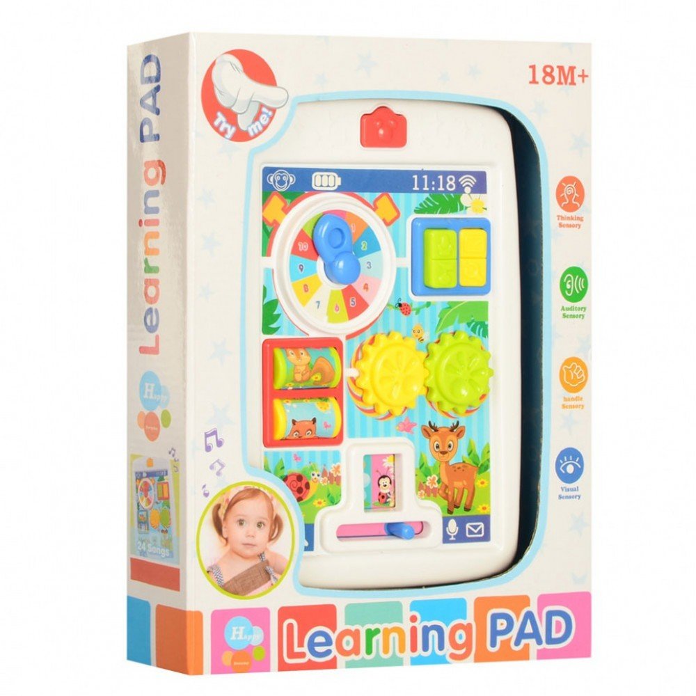 Игрушечный планшет 65080, часы, трещотка, со звуковыми эффектами
