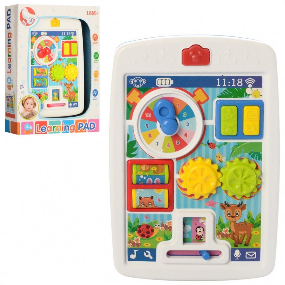Игрушечный планшет 65080, часы, трещотка, со звуковыми эффектами