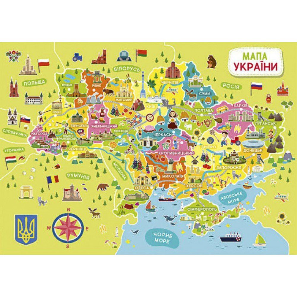 Пазл Карта Украины DoDo 300109, 100 элементов