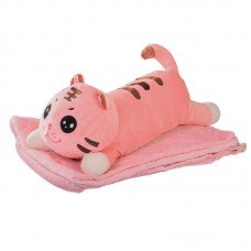Мягкая игрушка-плед HB03 кошка 55 см плед 150*115 см Розовый