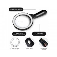 10xlupa szkło powiększające z podświetleniem 12led
