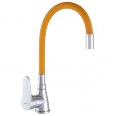 Смеситель для кухни ZERIX SOP7 146 с оранжевым гибким изливом ZX2657 