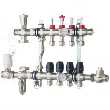 Коллектор со встроенным смесит узлом KOER KR S1011-4 1"х4 SUS304 и евроконусами 3/4-16 KR2927 