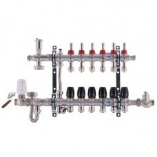 Коллектор со встроенным смесит узлом KOER KR S1011-6 1"х6 SUS304 и евроконусами 3/4-16 KR2929 