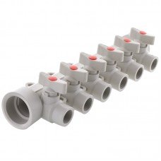 Коллектор 6-way с шаровыми кранами 40x20 PPR KOER K0173 PRO KP0223 