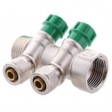Коллектор вентильный с фитингом KOER KR 1124-2 1”x2 WAYS KR2832 