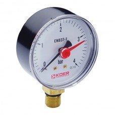 Манометр радиальный KOER KM 621R 0-4 bar , D=63мм, 1/4" KR0206 