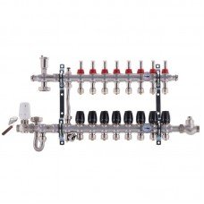 Коллектор со встроенным смесит узлом KOER KR S1011-8 1"х8 SUS304 и евроконусами 3/4-16 KR2931 