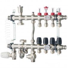 Коллектор со встроенным смесит узлом KOER KR S1012-4 1"х4 SUS304 и евроконусами 3/4-16 KR2937 