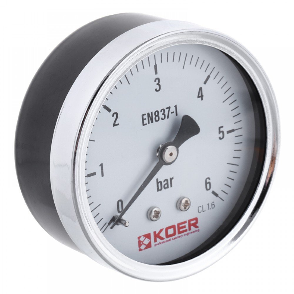 Манометр аксиальный KOER KM.611A D=63мм (0-6 bar) 1/4" (KR2901)