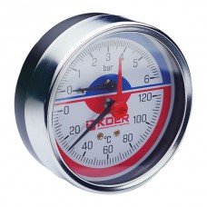 Термо-манометр аксиальный KOER KM 812A 0-6 bar , D=80мм, 1/2" KR0220 