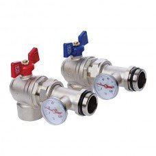 Кран с накидной гайкой 1” с термометром угловой KOER KR 1031 KR2670 