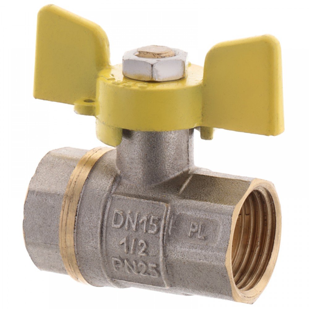 Кран шаровый FERRO PL 1/2" ГГБ ГАЗ art. 602 (латунный шар) (FE0559)