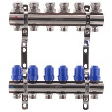 Коллекторный блок с термостатическими клапанами KOER KR 1100-06 1”x6 WAYS KR2632 