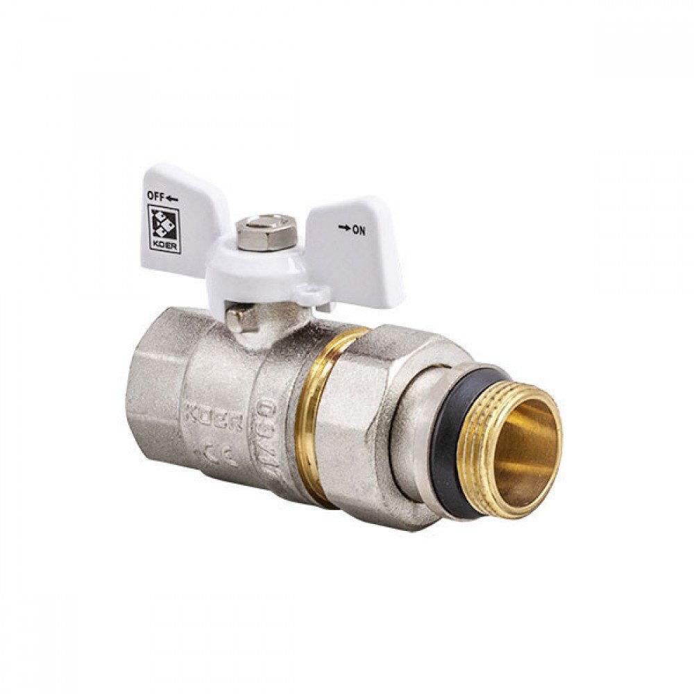 Кран с американкой 3/4" "антипротечка" (KOER KR.227.W-Gi) белый (KR0192)