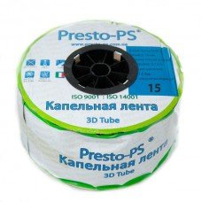 Капельная лента Presto-PS эмиттерная 3D Tube капельницы через 15 см расход 1,38 л/ч, длина 1000 м 3D-7-15-1000