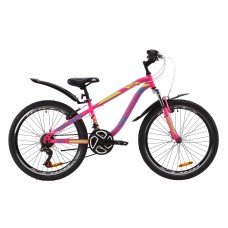 Велосипед 24" Discovery FLINT AM VBR 2020 малиново-голубой с желтым OPS-DIS-24-162