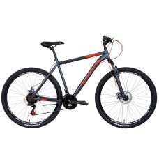 Велосипед ST 29" Discovery RIDER AM DD рама- 2022 (темно-серебристый с красным (м)) OPS-DIS-29-153