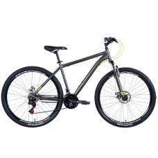 Велосипед 29" Discovery RIDER 2024 (темно-серебристый с желтым (м)) OPS-DIS-29-180